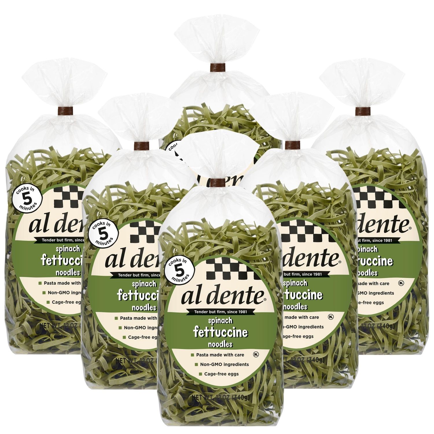 Al Dente Spinach Fettuccine, 12-Ounce Bag (Pack of 6)