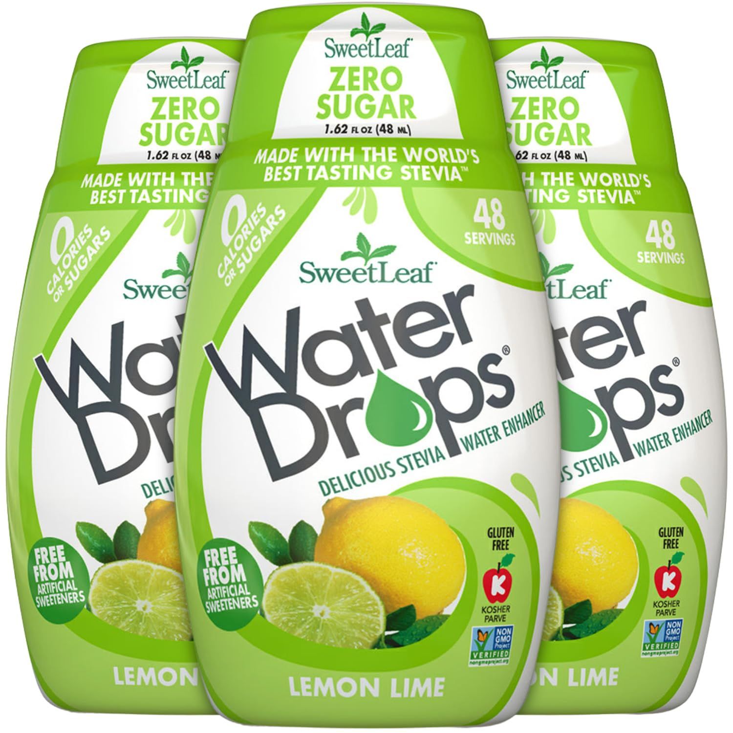 SweetLeaf Water Drops, Lemon Lime - Water Enhancer, Sugar Free Stevia Water Flavoring Drops, 1.62 Oz Ea (Pack of 3)