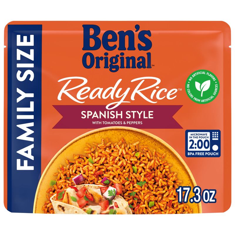 BEN&#39;S ORIGINAL READY RICE Spanish Style Flavored Rice, Family Size, Easy Dinner Side, 17.3 OZ Pouch (Pack of 6)