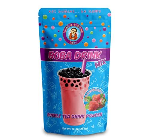 STRAWBERRY CREAM Boba/Bubble Tea Drink Mix Powder By Buddha Bubbles Boba (10 Ounce) (283 Grams)