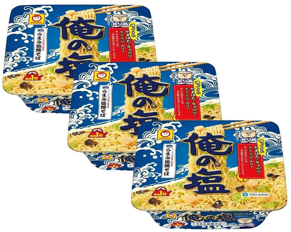 TOYO SUISAN Ore no Sio Yakisoba Japanese Style Instant Fried Noodles Seafood Salt Flavor 3 With MAIKO sticker Pio big bazar