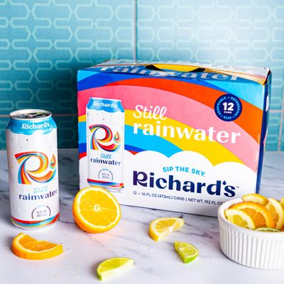 Richard's Rainwater Still Canned Water, 100% Rain, Naturally Purified Drinking Water (16 fl oz Aluminum Cans, Pack of 12)