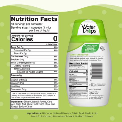SweetLeaf Water Drops, Lemon Lime - Water Enhancer, Sugar Free Stevia Water Flavoring Drops, 1.62 Oz Ea (Pack of 3)