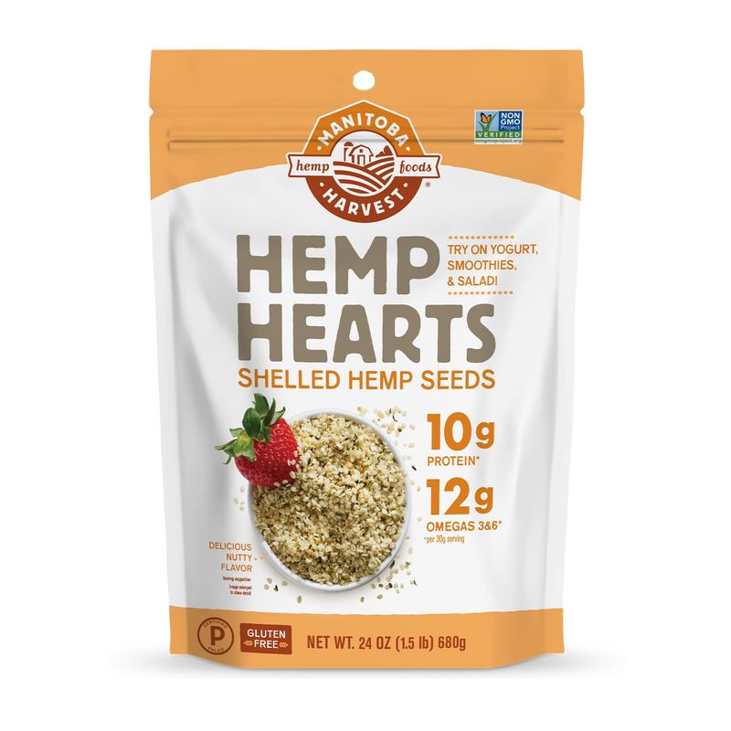 Manitoba Harvest Hemp Seeds, 24 oz; 10g Plant Based Protein and 12g Omega 3 &amp; 6 per Serving | Perfect for smoothies, yogurt &amp; salad | Non-GMO, Vegan, Keto, Paleo, Gluten Free