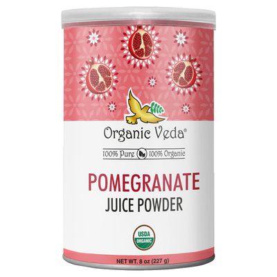 Organic Veda Pomegranate Juice Powder - Powdered Pomegranate Extract Rich in Vitamin C, Folate &amp; Potassium - Pomegranate Concentrate For Salad, Yogurt, Ice Cream - Vegan, Non-GMO, Zero Gluten- 8oz