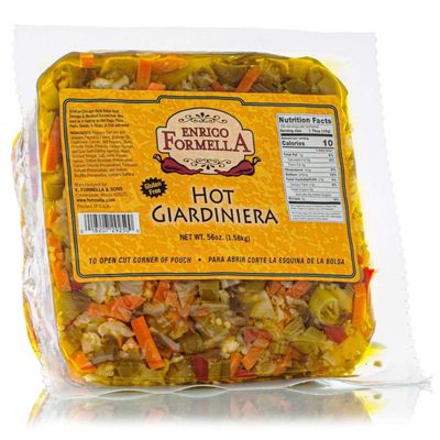 Enrico Formella | Hot Giardiniera Pouch | Italian - Chicago Style Hot Pickled Vegetables 56oz.