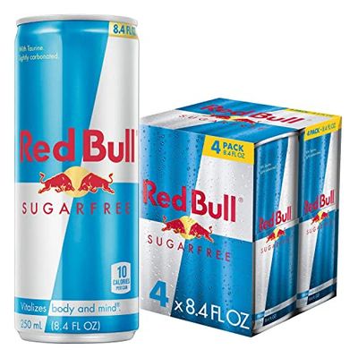 Red Bull Sugar Free Energy Drink with 80mg Caffeine plus Taurine &amp; B Vitamins, 8.4 Fl Oz, Pack of 4 Cans