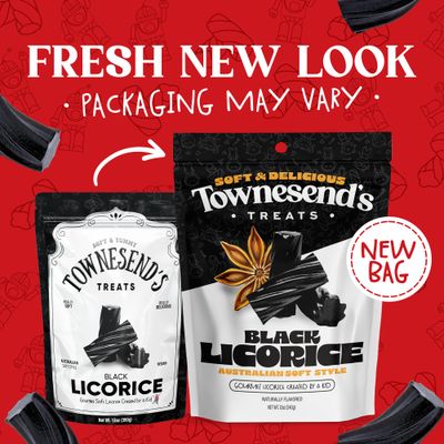Townesend's Treats Black Licorice (1 Pack) | 12 Ounce | Soft &amp; Chewy Australian Licorice Candy Twists | Fancy Licorice Candy | Kid Owned Business