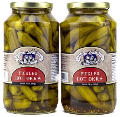 Amish Wedding Hot Pickled Okra 32oz (Pack of 2)