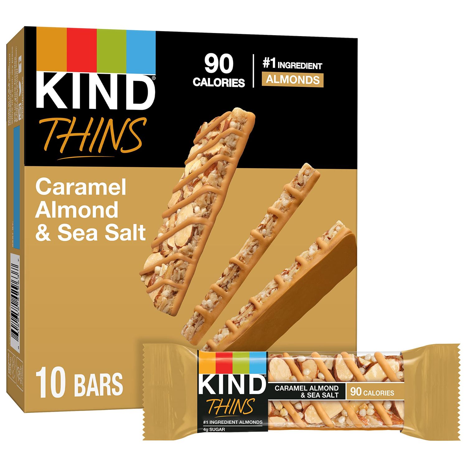 KIND THINS Caramel Almond &amp; Sea Salt, Gluten Free, 100 Calories, 10 count