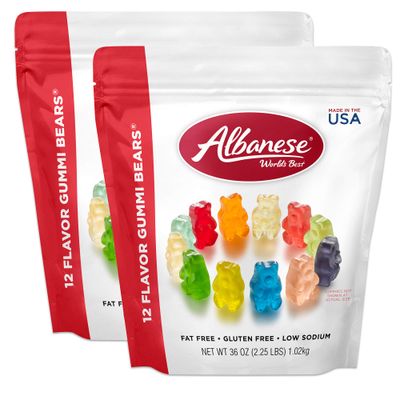 Albanese World&#39;s Best Family Share Pack, 12 Flavor Gummi Bears, 36 Oz Bags of Candy (Pack of 2), Soft &amp; Chewy Candy Snacks