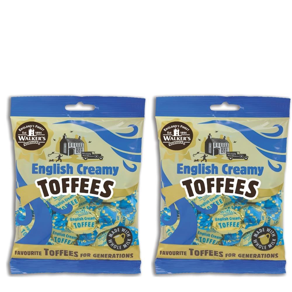 Walkers&#39; Nonsuch English Creamy Toffees | with Whole Milk &amp; Butter | Imported from UK | Traditional British Sweets | Classic English Toffee | 5.29 Oz (Pack of 2)