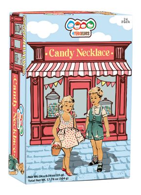 24 Pack of Candy Necklaces Individually Wrapped Choker Style Nostalgic Pastel Candy Jewelry Perfect for Party Favors Pinata Fillers and Goodie Bags Packed in a Convenient Display Box By 4YoreElves
