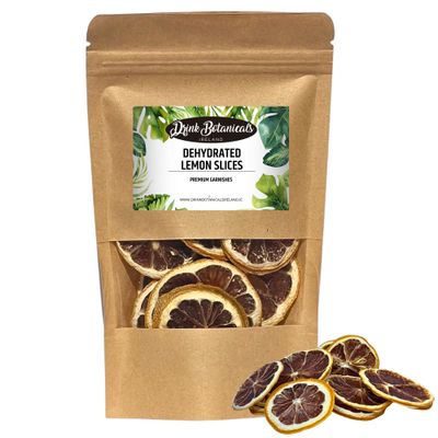 Drink Botanicals Ireland | Dried Dehydrated Dried Lemon Slice Wheels | 100% Natural | 17+ Slices | 1.41 oz | 40 Grams | Citrus Dried Lemons for Garnishing, Cocktails, Cooking, Baking, Drinks