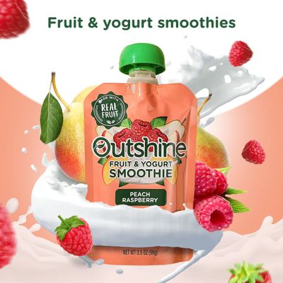 Outshine Fruit &amp; Yogurt Smoothie Peach Raspberry, 24-Pack of 3.5oz Fruit &amp; Yogurt Pouches