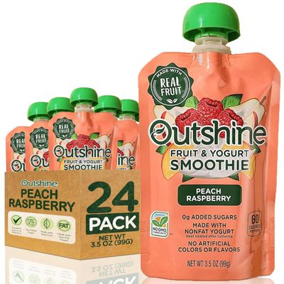 Outshine Fruit &amp; Yogurt Smoothie Peach Raspberry, 24-Pack of 3.5oz Fruit &amp; Yogurt Pouches