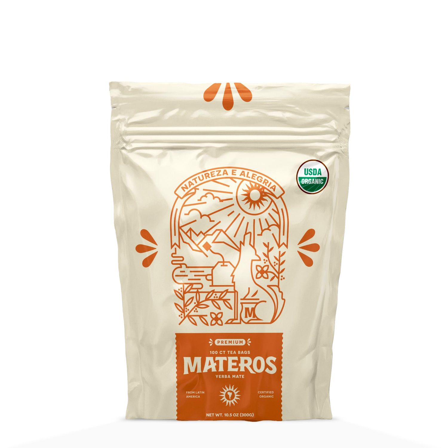 Yerba Mate Loose Leaf Tea Bags, 100 Count - Yerba Mate Tea Bag, 100% Organic, Premium Quality Yerba Mate Organic, Unsmoked &amp; Aged, Large Caffeinated Herbal Yerba Mate Tea Bags