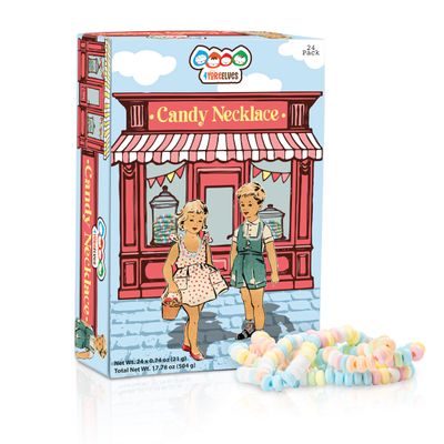 24 Pack of Candy Necklaces Individually Wrapped Choker Style Nostalgic Pastel Candy Jewelry Perfect for Party Favors Pinata Fillers and Goodie Bags Packed in a Convenient Display Box By 4YoreElves