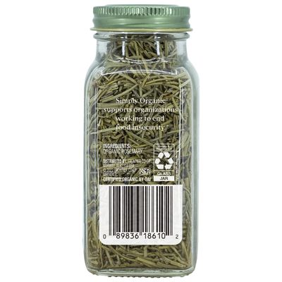 Simply Organic Whole Rosemary Leaf, 1.23 Ounce, Pungent, Herbaceous, Fresh Earthy Taste &amp; Aroma, Kosher, Certified Organic