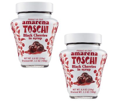 Amarena Cherries by Toschi | 2 Pack | For cocktails and desserts | GMO free | Kosher | 8.8 ounce (2 Pack)