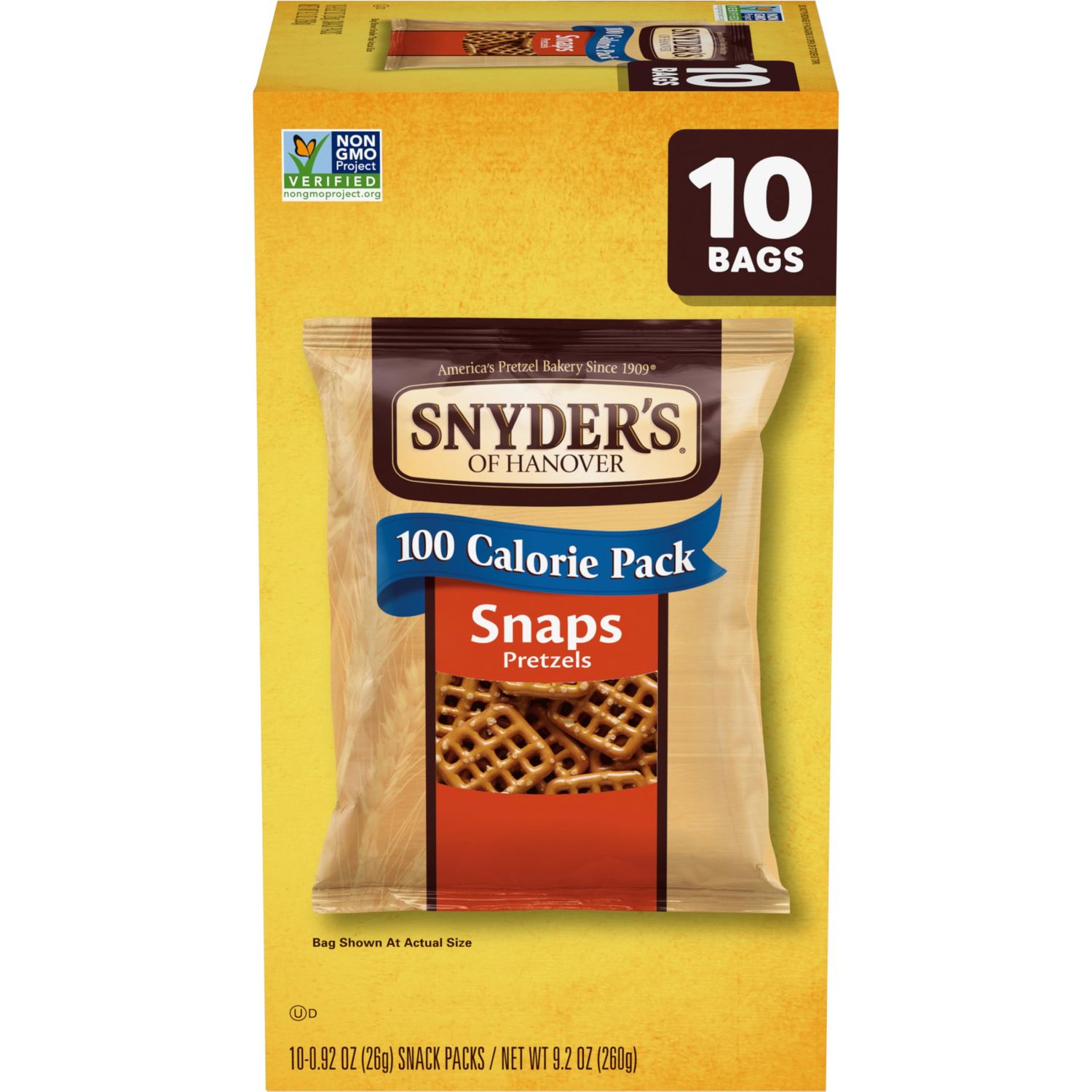 Snyder&#39;s of Hanover Pretzels, Snaps 100 Calorie Packs, 10 Ct Multipack