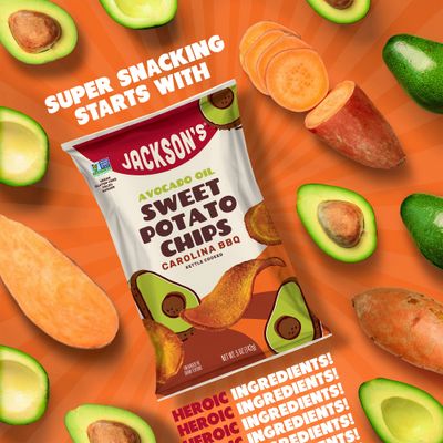 Jacksons Sweet Potato Carolina BBQ Kettle Chips made with Premium Avocado Oil (5 oz, Pack of 12) - Allergen-friendly, Gluten Free, Peanut Free, Vegan, Paleo Friendly - Shark Tank Product