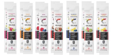 On-The-Go Energy Powder Sticks Variety Pack |Zero Sugar| |7 flavors (14Count) 2 Blueberry Lemonade, 2 Strawberry Coconut, 2 Berry, 2 Dragonfruit Lime, 2 Orange, 2 Kiwi Guava Lime, 2 Cranberry Lemon