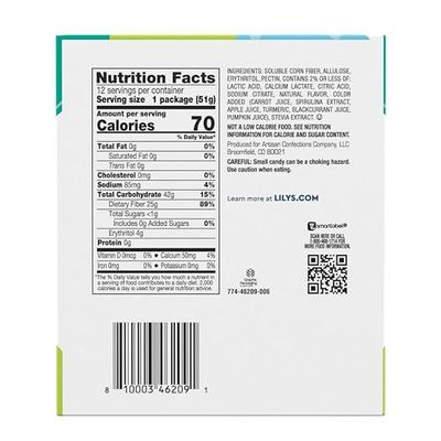 LILY'S Assorted Fruit Flavored No Sugar Added, Sour Gummy Worms Bags, 1.8 oz (12 Count)