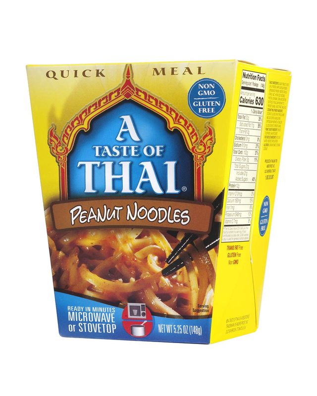 A Taste of Thai Peanut Noodles - 5.25oz Pack of 6 Heat &amp; Eat Instant Noodles Flavored with Classic Thai Sauce | Gluten-Free | Ideal Vegan Meal | Perfect Side for Chicken Fish &amp; Meat Entrees