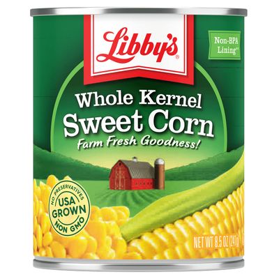 Libby&#39;s Whole Kernel Sweet Corn | 100% Sweet Corn | Naturally Sweet Flavor | Golden Yellow | Just-Off-the-Cob Crispness | Kosher | 8.5 ounce cans (Pack of 12)