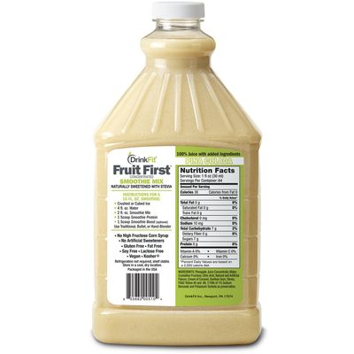 DrinkFit Fruit Smoothie | Real Fruit Puree, Low Sugar, Gluten:Free & Non:GMO, Pina Colada Smoothie Mix : Makes 32 Smoothies, 64 Fl Oz (Pina Colada)