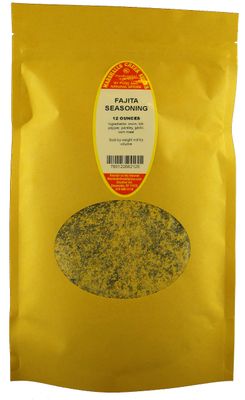 Marshalls Creek Spices FAJITA SEASONING NO SALT 12 ounce ECO Friendly Kraft Stand-up Pouch