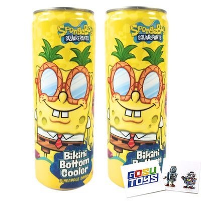 Spongebob Squarepants Bikini Bottom Cooler Pineapple Drink (2 Pack) with 2 Gosutoys Stickers