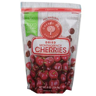 Cherry Bay Orchards - Dried Unsweetened Montmorency Tart Cherries - No Added Sugar - 8oz Bag -100% Domestic, All Natural, Kosher Certified, Gluten Free, and GMO Free - Packed in a Resealable Pouch