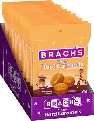 Brach&#39;s Nips Caramel Flavored Hard Candy, Individually Wrapped Candies, 3.25 Ounce Bags (Pack of 12)