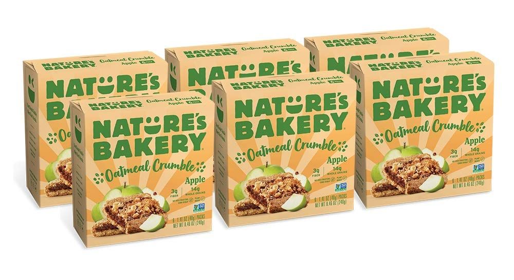 Nature&#39;s Bakery Oatmeal Crumble Bars, Apple, 6-6 Count Boxes (36 Bars), Vegan Snacks, Non-GMO