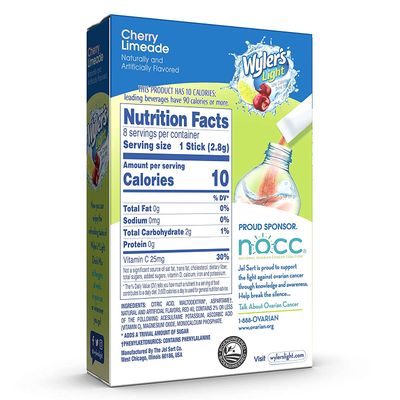 Wyler's Light Cherry Limeade Singles To Go Drink Mix Cherry Limeade, 8 Count (Pack of 1)