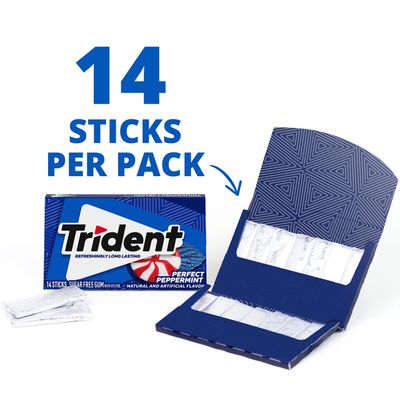 Trident Perfect Peppermint Sugar Free Gum, 12 Packs of 14 Pieces (168 Total Pieces)