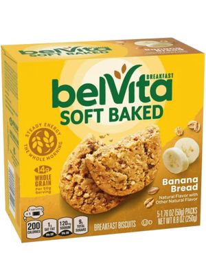 belVita Soft Baked Breakfast Biscuits, Banana Bread, 5 Count Box, 8.8 Ounce (Pack of 1)