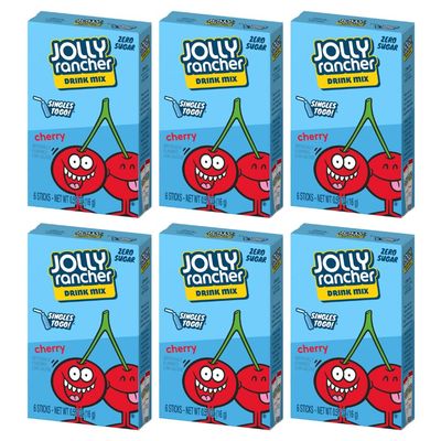 Jolly Rancher SINGLES TO GO! Cherry, 6 boxes with 6 packets each - 36 total servings
