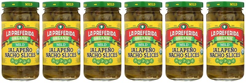 La Preferida Organic Jalapeno Nacho Slices, Mild, 11.5 oz (Pack of 6)