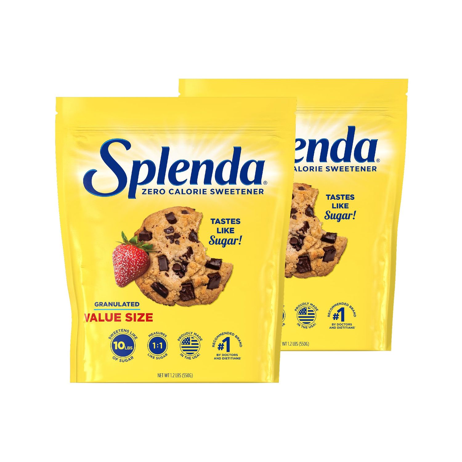 SPLENDA Zero Calorie Sweetener, Granulated Sugar Substitute, Resealable Twin Pack Bags, 25.22 Ounce (Each Pouch: 12.61 oz)