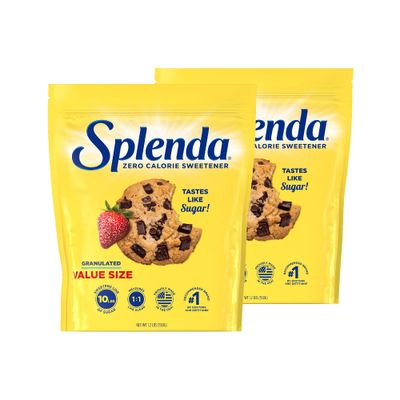 SPLENDA Zero Calorie Sweetener, Granulated Sugar Substitute, Resealable Twin Pack Bags, 25.22 Ounce (Each Pouch: 12.61 oz)