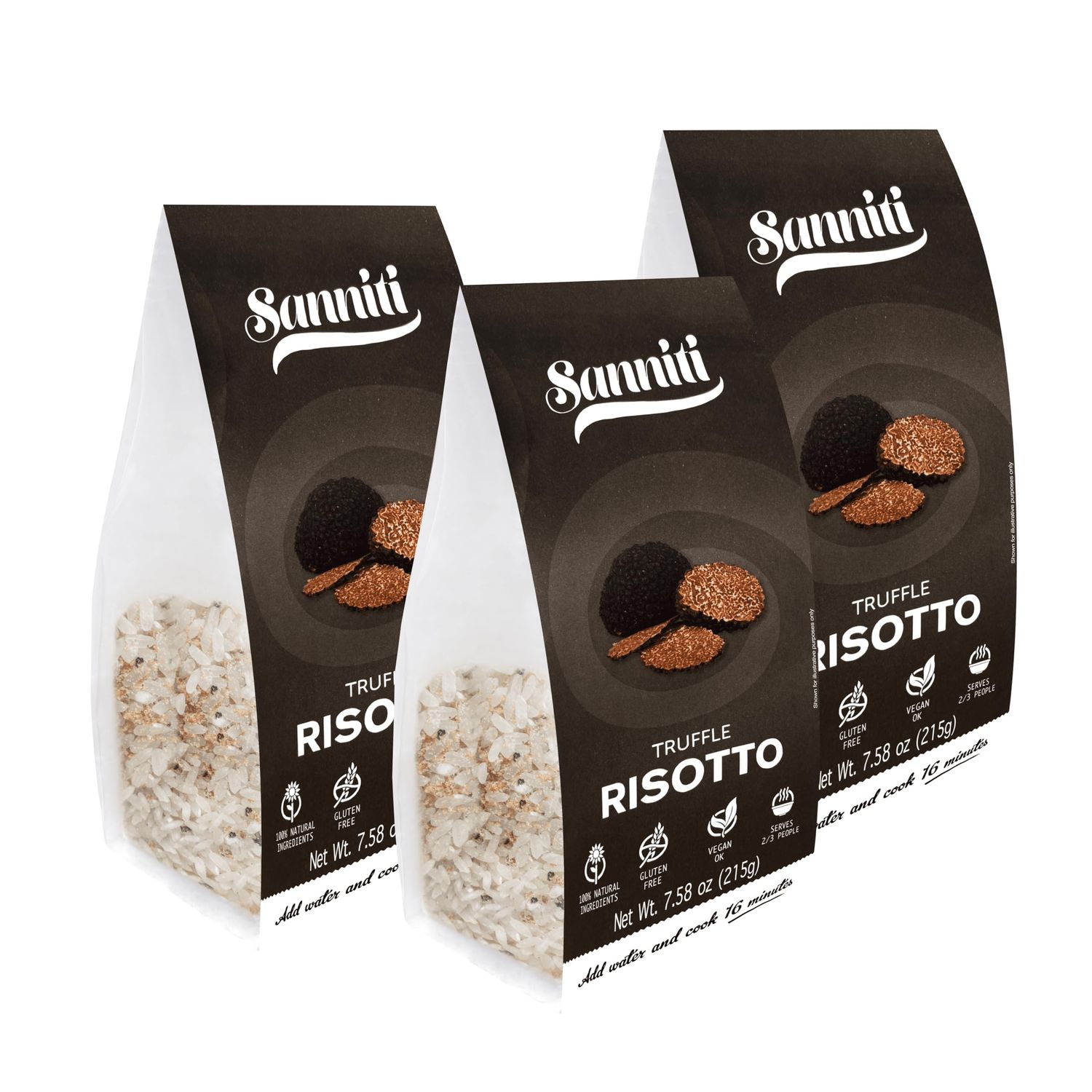 Sanniti Italian Truffle Risotto | Gluten Free | Vegan | Natural Ingredients | Add Water and Cook, 7.58 oz (Pack of 3)