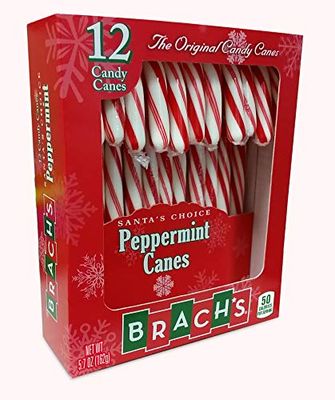 Ferrara (1) Box Brach&#39;s Peppermint Flavor Candy Canes - 12pc Individually Wrapped Holiday Candy per Box - Naturally Flavored - Net Wt. 5.7 oz