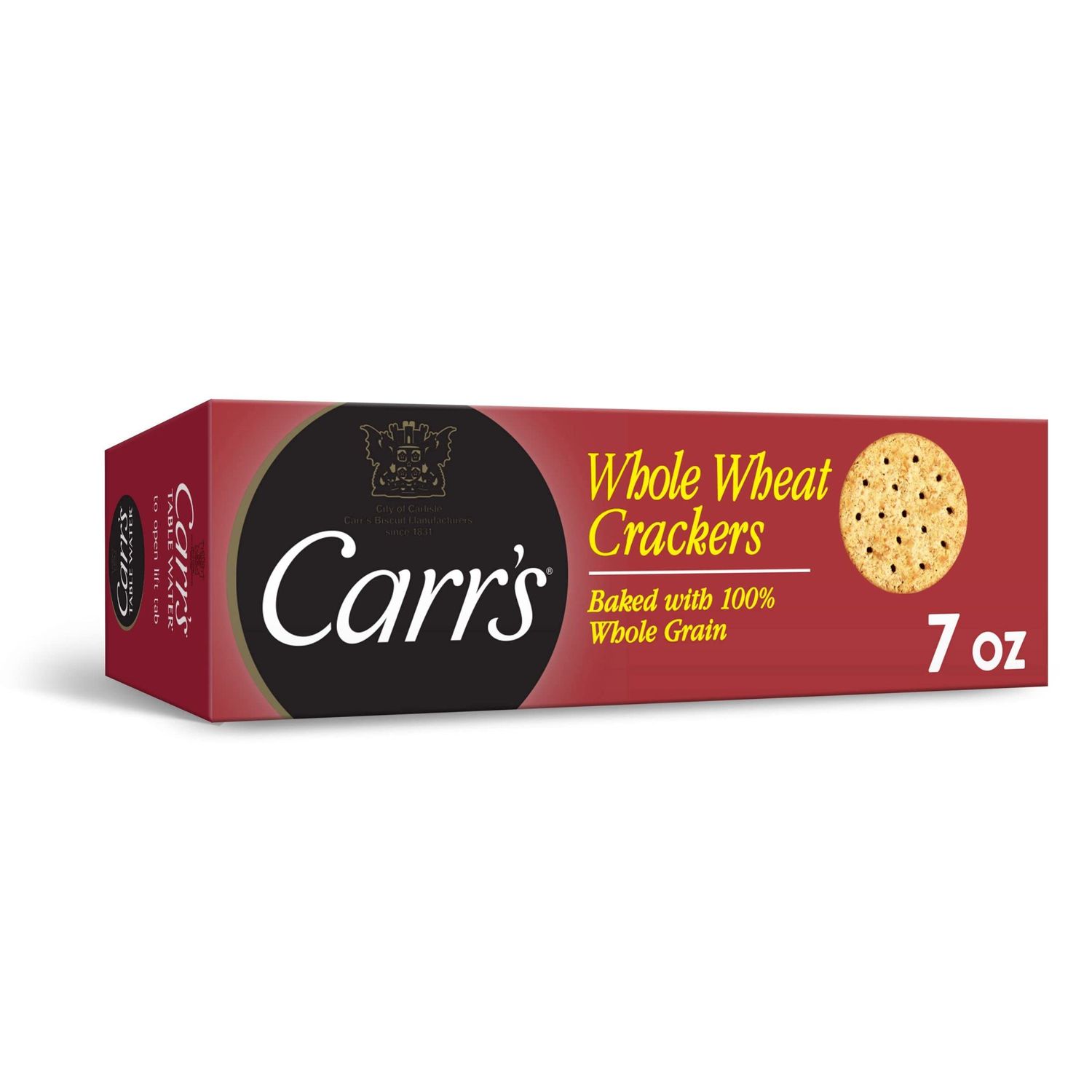 Carr&#39;s, Whole Wheat Crackers, Non-GMO Project Verified, Baked with 100% Whole Grain, 7oz Box