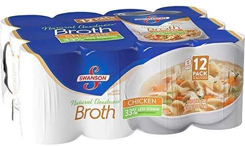 Swanson 100% Natural Goodness 33% Less Sodium Chicken Broth - 12 Cans (14.5 oz)