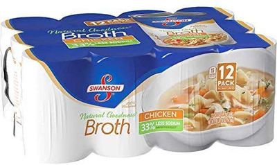 Swanson 100% Natural Goodness 33% Less Sodium Chicken Broth - 12 Cans (14.5 oz)
