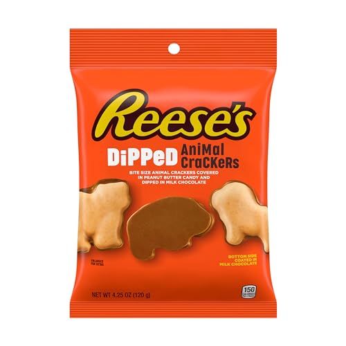 REESE&#39;S Chocolate Peanut Butter Dipped, Animal Crackers Bags, 4.25 oz (12 Count)