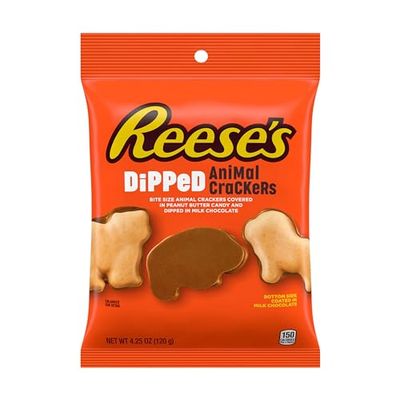 REESE&#39;S Chocolate Peanut Butter Dipped, Animal Crackers Bags, 4.25 oz (12 Count)